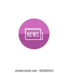 Newspaper icon in flat color circle style. Traditional communication publication