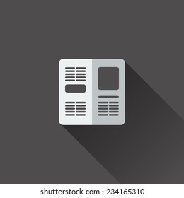 Newspaper icon. Flat design in black and white