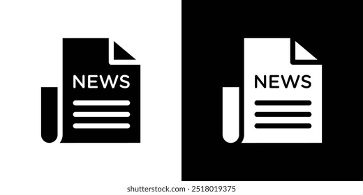 Icono de periódico Conjunto de relleno plano colección