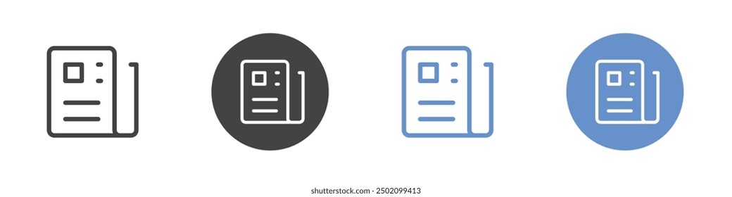 Newspaper icon Flat illustration vector with thin stroke
