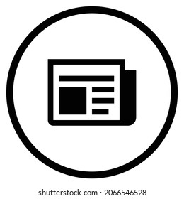 newspaper Icon. Flat style Circle Shape isolated on white background. Vector illustration