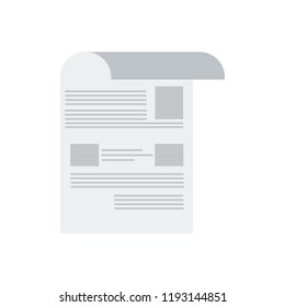 newspaper icon in flat style isolated vector illustration on white transparent background