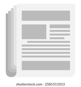 Newspaper icon in flat style isolated on white background.