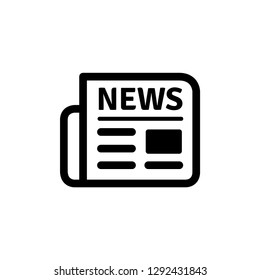 Newspaper Icon In Flat Style Vector For App, UI, Websites. Black Icon Vector Illustration.