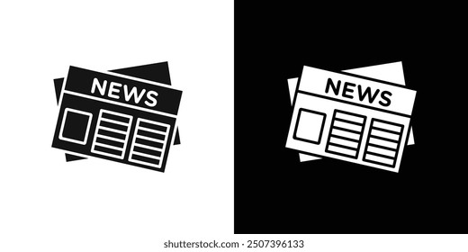 Newspaper icon Flat vector set outline