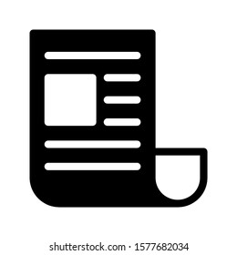 newspaper icon with glyph style. Suitable for website design, logo, app and ui.