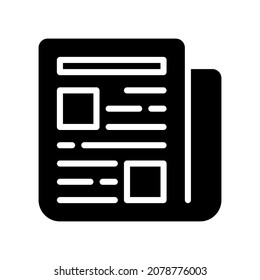 Zeitungssymbol, Vektorgrafik im Glyph-Stil, geeignet für Website, mobile App, Druck, Präsentation, Infografik und jedes andere Projekt.