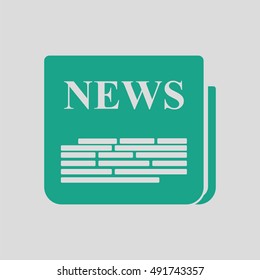 Newspaper icon. Gray background with green. Vector illustration.