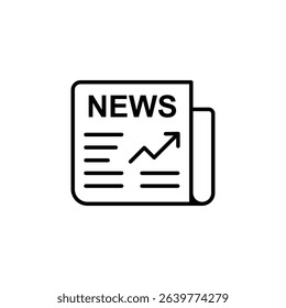 Newspaper icon with a growth chart, symbolizing news and progress.