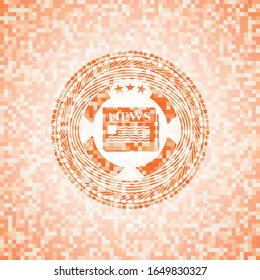 Zeitungssymbol in abstraktem orangefarbenem Mosaikschild