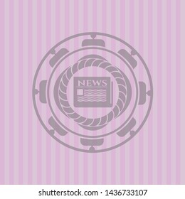 newspaper icon inside badge with pink background