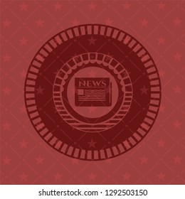 newspaper icon inside badge with red background