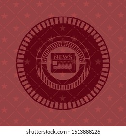 newspaper icon inside badge with red background