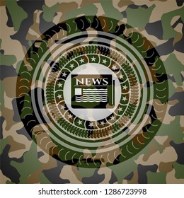 newspaper icon inside camo emblem
