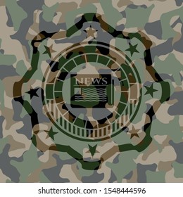 newspaper icon inside camouflage texture