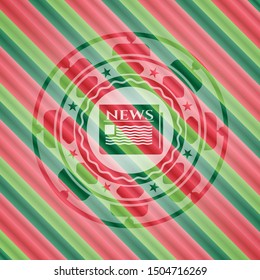 newspaper icon inside christmas colors badge.