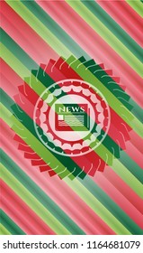 newspaper icon inside christmas emblem background.