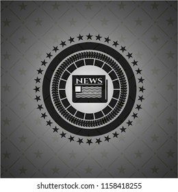 newspaper icon inside dark badge or emblem