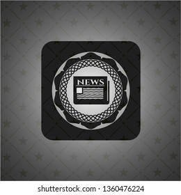 newspaper icon inside dark emblem