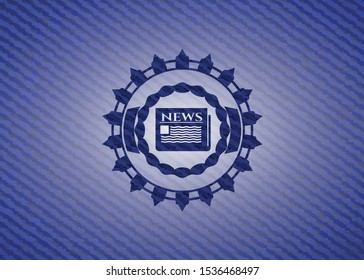 newspaper icon inside denim background