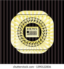 newspaper icon inside golden badge
