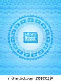newspaper icon inside light blue water badge.