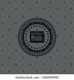 newspaper icon inside realistic black emblem