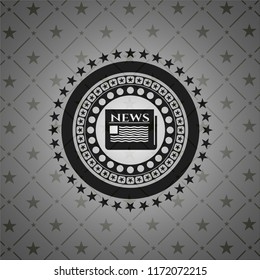newspaper icon inside realistic dark emblem