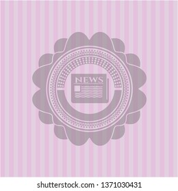newspaper icon inside realistic pink emblem