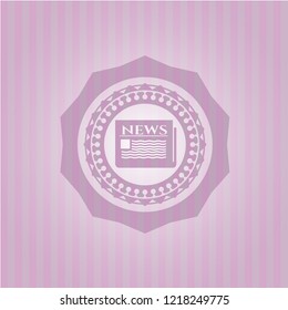 newspaper icon inside retro pink emblem