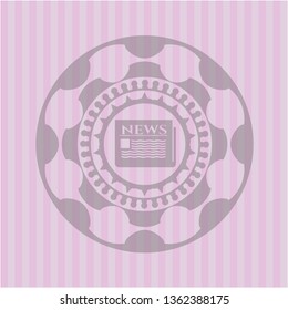 newspaper icon inside retro pink emblem