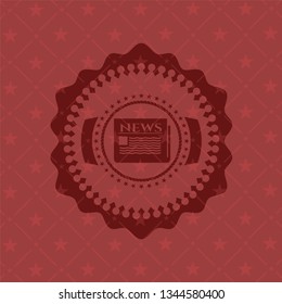 newspaper icon inside retro red emblem