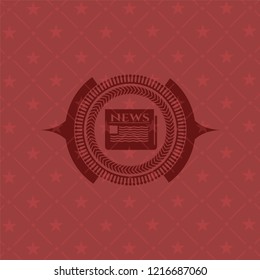 newspaper icon inside retro style red emblem