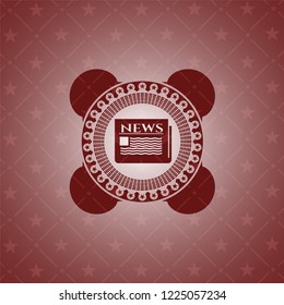 newspaper icon inside retro style red emblem