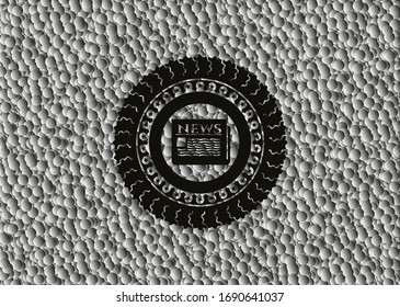 newspaper icon inside retro style black emblem with grey bubbles background. Vector Illustration. Detailed. 