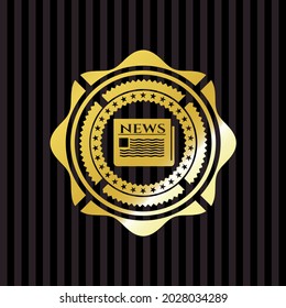 newspaper icon inside shiny badge. 