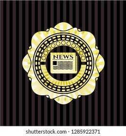 newspaper icon inside shiny emblem