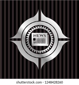 newspaper icon inside silver badge