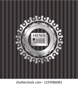 newspaper icon inside silver shiny emblem