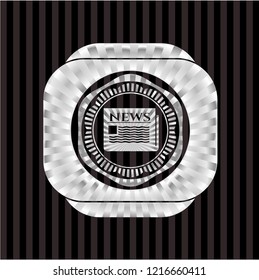 newspaper icon inside silver shiny badge
