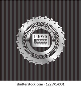 newspaper icon inside silver shiny badge
