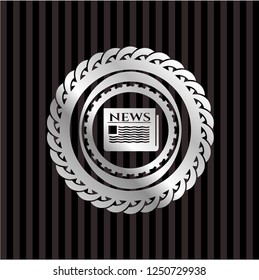 newspaper icon inside silver shiny emblem
