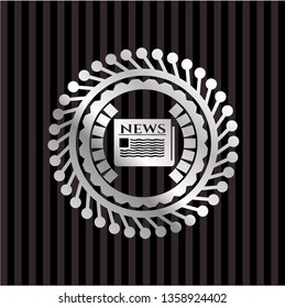 newspaper icon inside silver shiny emblem