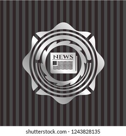 newspaper icon inside silvery shiny badge