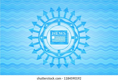 newspaper icon inside water concept emblem background.