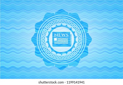  newspaper icon inside water concept badge background.