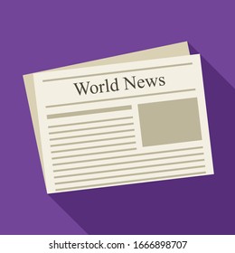 Newspaper icon isolated on background with shadow, Vector illustration