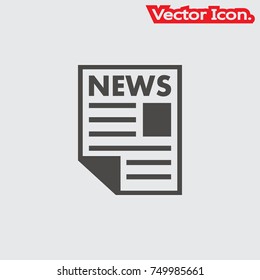 Newspaper icon isolated sign symbol and flat style for app, web and digital design. Vector illustration.