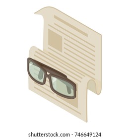 Newspaper icon. Isometric illustration of newspaper vector icon for web