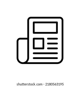 Newspaper Icon. Line Art Style Design Isolated On White Background